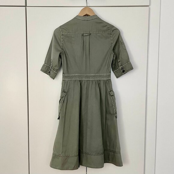 Anthropologie Olive Green Midi Swing Dress Size 2 - Picture 2 of 5